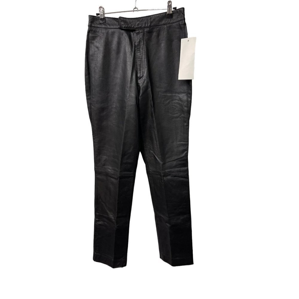 Excelled Leather Pants Stretchy waist Button zip closure Straight Leg Women’s 8